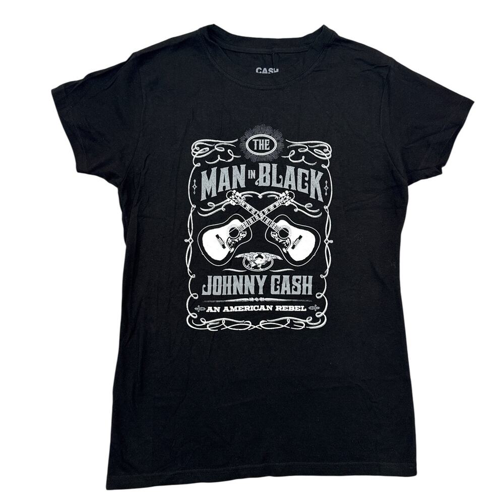 Johnny Cash Man in Black Women’s XL Black Graphic Band T-Shirt Official Licensed